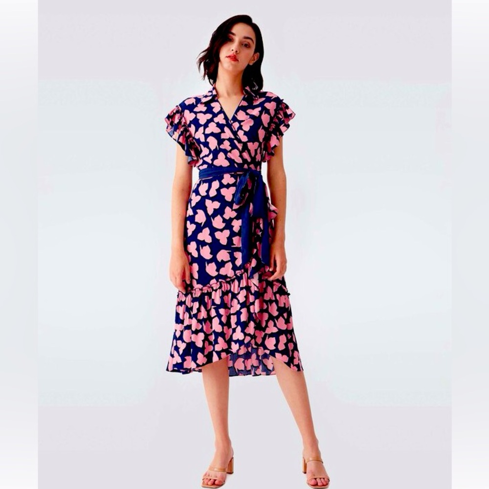 DIANE VON FURSTENBERG Ruth Crepe Midi Wrap Dress In Leaf Shadow